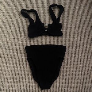 Hunza G Black Bikini Set with Heart Detail